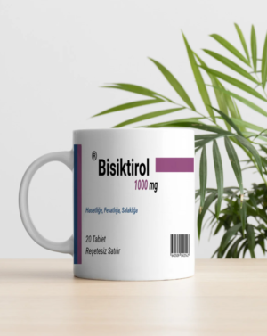 Bisiktrol İlaç Baskılı Kupa Bardak - Komik Yazılı Kupa Bardak